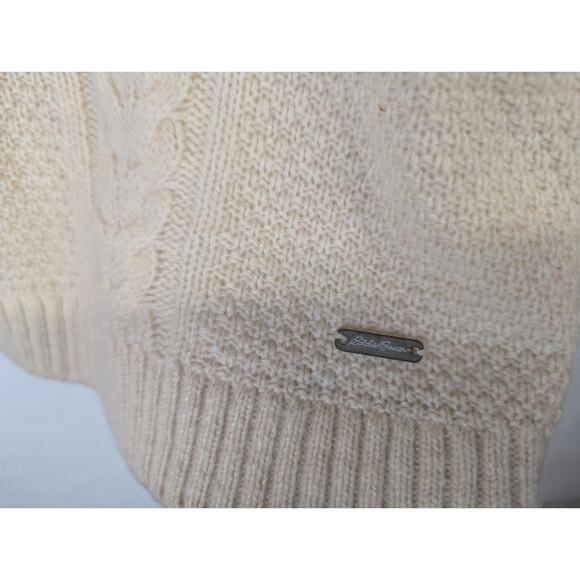 NWT Eddie Bauer Fisherman Sweater Turtle Neck Tunic Cable Knit Cream Womens XXL - Picture 3 of 8